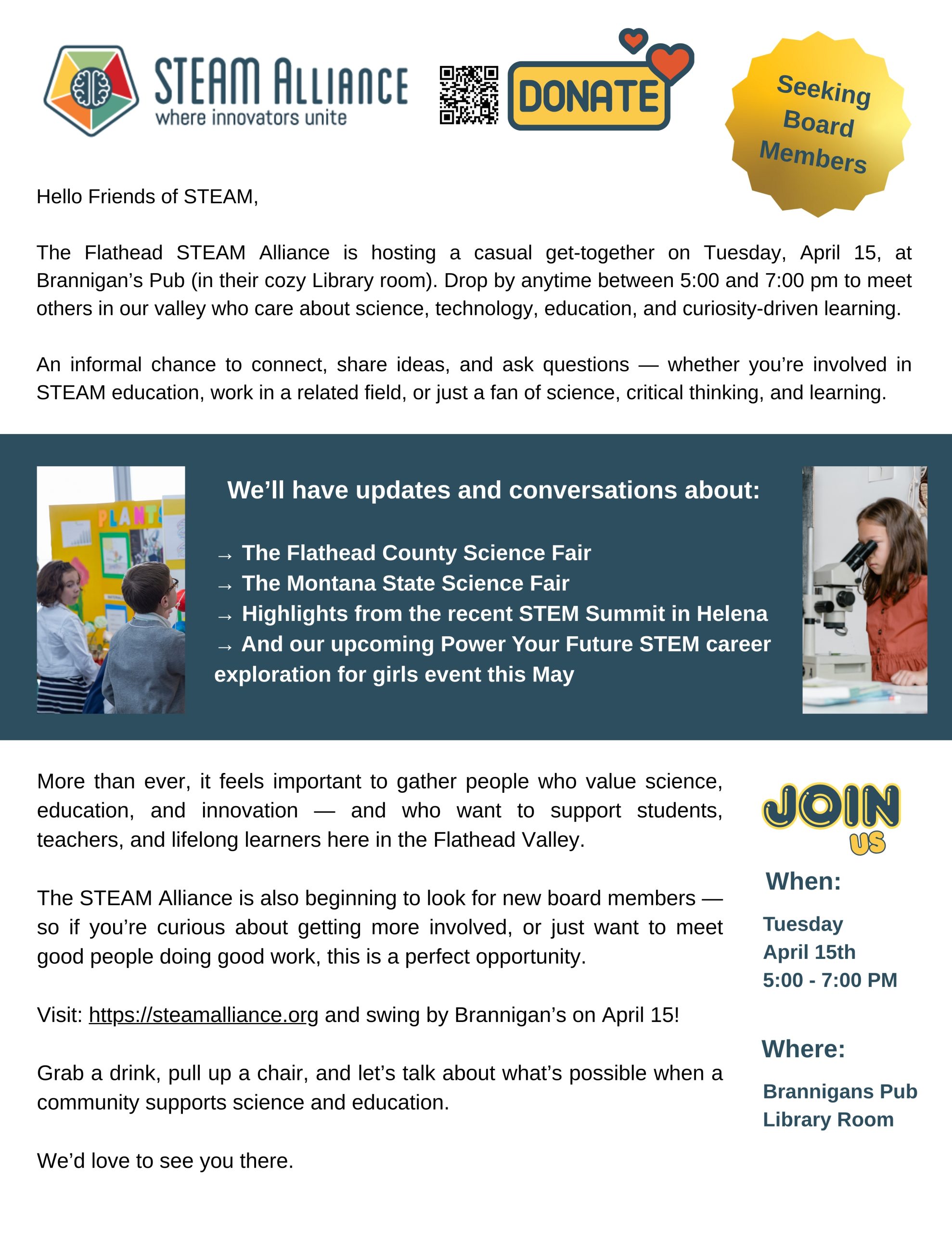 2025 STEAM Brannigans Event Flyer